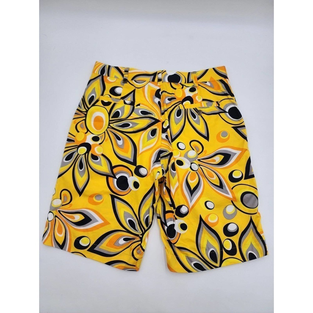 Loudmouth Golf Shagadelic Yellow Retro Colorful Golf Shorts Mens Size 34 Floral - Picture 2 of 10